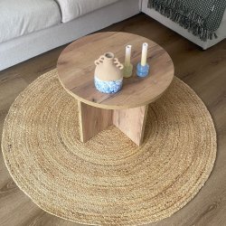 Flettet Jute Gulvtppe - Rundt - Natur