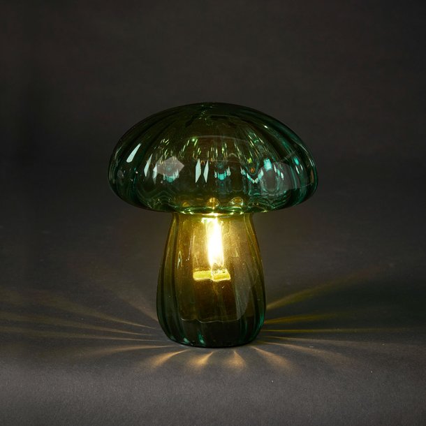 Mushroom LED Bordlampe - 17 cm. - Grn Glas
