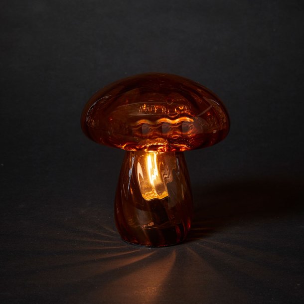 Mushroom LED Bordlampe - 17 cm. - Cognac