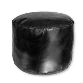 Rund Lderpuf 50 cm. - Sort