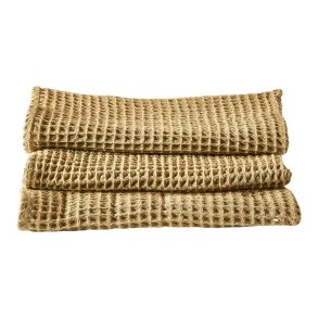 Bomuld Viskestykke 40x60 cm. 3 stk. - Vaflet Mrk Beige