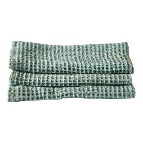 Bomuld Viskestykke 40x60 cm. 3 stk. - Vaflet Petrol