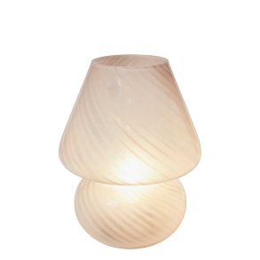 Mundblst Bordlampe - Mellem - Rosa/Hvid Strib