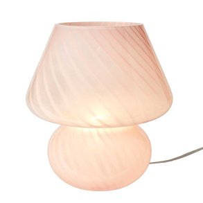 Mundblst Bordlampe - Stor - Rosa/Hvid Strib