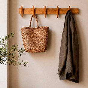 Knager�kke Med 5 Knager - 80 cm - Massiv Egetr�