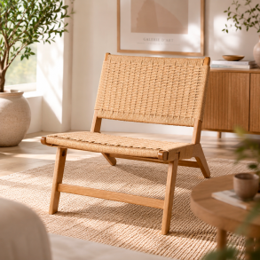 Loungestol - Massiv Egetr� og Naturflet