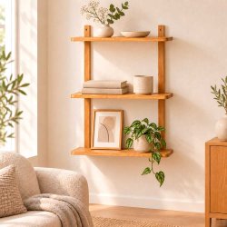 V�ghylde Med 3 Hylder - 75 cm - Massiv Egetr�