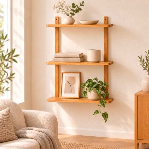 V�ghylde Med 3 Hylder - 75 cm - Massiv Egetr�