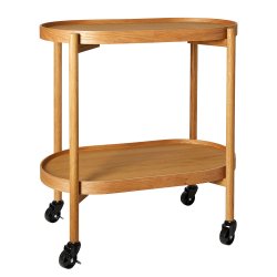 Rullebord med 2 Bordplader - Massiv Egetr�