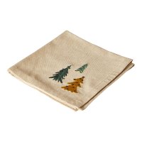 Dacore Bomuld Mundserviet Jul - Natur m. Broderede Juletrer - 4 stk.