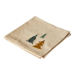 Dacore Bomuld Mundserviet Jul - Natur m. Broderede Juletrer - 4 stk.