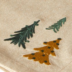 Dacore Bomuld Mundserviet Jul - Natur m. Broderede Juletrer - 4 stk.
