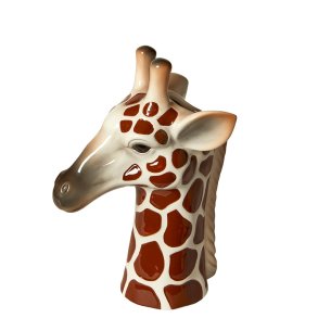 Giraf Vase Keramik - 26x19 cm. - Brun/Hvid