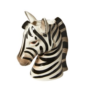 Zebra Vase Keramik - 23x19 cm. - Sort/Hvid