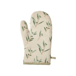 Ovnhandske m. Oliven Print - Beige