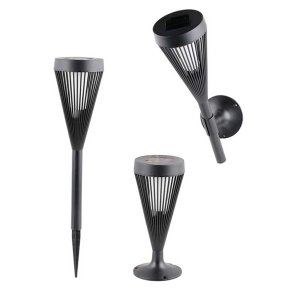 Solcelle Fakkel Med Spyd 3i1 - 69 cm. - Sort Plast