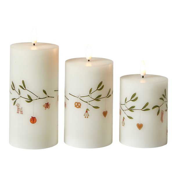 Dacore LED Bloklys 7,5 cm. - 3 stk + Fjernbetjening - Mistelten