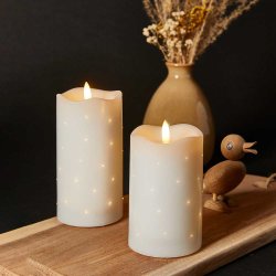 Dacore LED Twinkle Bloklys 7,5 x H15 cm. - Creme