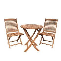 Dacore Boston Teak Rundt Cafst - Foldestole Uden Armln + 70 cm. Cafbord