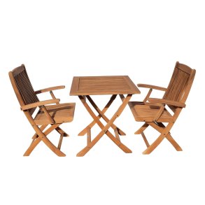 Dacore Boston Teak Cafst - Foldestole Med Armln + 70 x 70 cm. Cafbord