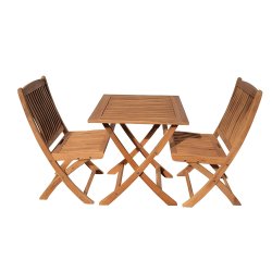 Dacore Boston Teak Cafst - Foldestole Uden Armln + 70 x 70 cm. Cafbord