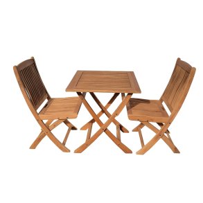 Dacore Boston Teak Cafst - Foldestole Uden Armln + 70 x 70 cm. Cafbord