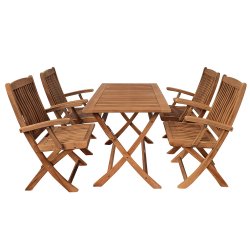 Dacore Boston Teak Havest - Foldestole Med Armln + 120 x 70 cm. Havebord