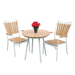 Dacore Eva Teak Cafest 2 Stole og 70 cm Bord -  Hvid