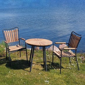 Dacore Eva Teak Cafes�t 2 Stole og �70 cm Bord -  Antracitgr�