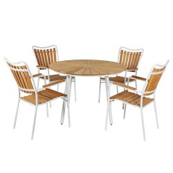 Dacore Eva Teak Havembelst 4 Stole Og 110 cm Bord - Hvid