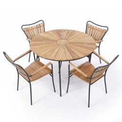 Dacore Eva Teak Havembelst 4 Stole Og 110 cm Bord - Antracitgr