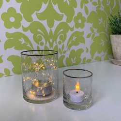 DG Fyrfadsstage m. Harlekin Mnster - Klar glas - 7x8 cm.