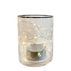 DG Fyrfadsstage m. Harlekin Mnster - Klar glas - 10x12 cm.