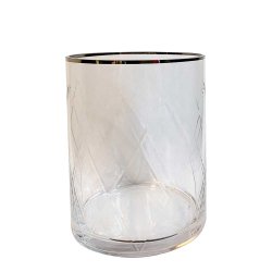 DG Fyrfadsstage m. Harlekin Mnster - Klar glas - 10x12 cm.