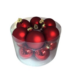 Det Gamle Apotek Juleophng Rde Glaskugler - 12 stk