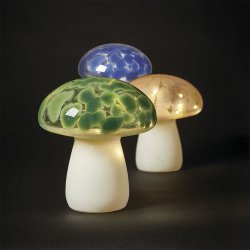 Mushroom LED Bordlampe - 17 cm. - Bl Glas