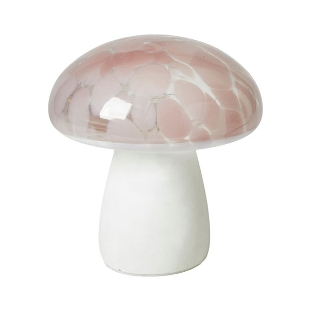 Mushroom LED Bordlampe - 17 cm. - Rosa Glas