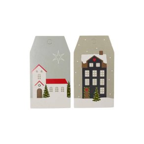 Jule Manillamrke Hus m. Juletr - 6 stk