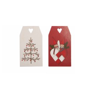 Jule Manillamrke Julehjerte og Juletr - 6 stk