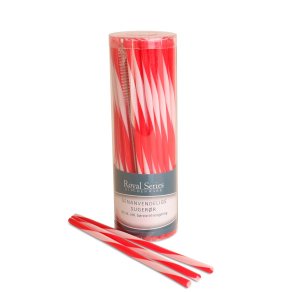 Genanvendelige Plastik Sugerr - Rd/Hvid - 80 stk.