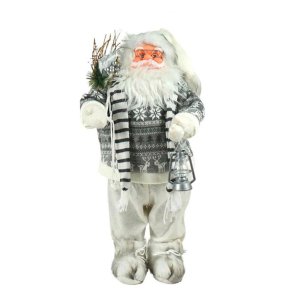 Julemand m. Lanterne - 70 cm. - Gr/Hvid Strib