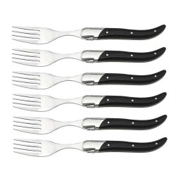 Laguiole Steakgafler - 6 stk. - Sort Ibenholt