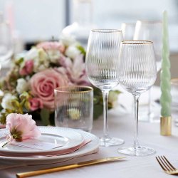 Lyngby Glas Palermo Gold Hvidvinsglas 30 cl. - 4 stk