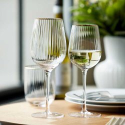 Lyngby Glas Palermo Gold Hvidvinsglas 30 cl. - 4 stk