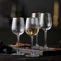 Lyngby Glas Palermo Gold Hvidvinsglas 30 cl. - 4 stk