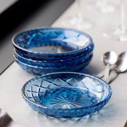 Lyngby Glas Sorrento Asietter �16 cm. - 4 stk. - Bl� Glas