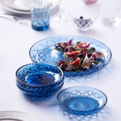 Lyngby Glas Sorrento Asietter �16 cm. - 4 stk. - Bl� Glas