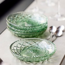 Lyngby Glas Sorrento Asietter �16 cm. - 4 stk. - Gr�n Glas