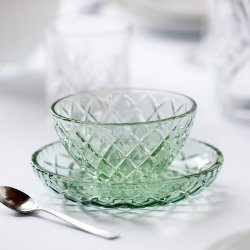 Lyngby Glas Sorrento Asietter �16 cm. - 4 stk. - Gr�n Glas