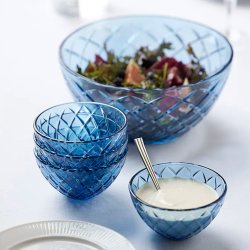 Lyngby Glas Sorrento Sklest 12 cm. - 4 stk. - Bl Glas